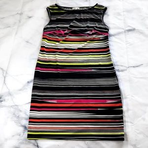 Trina by Trina Turk Black Neon Stripe Sheath Dress